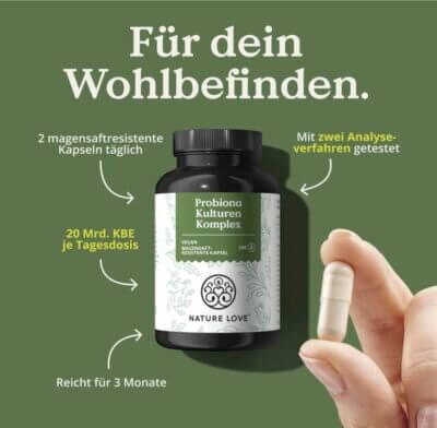 Probiona Komplex mit 20 Mrd KBE/Tagesdosis: Stärkt Darmflora, vegan, magensaftresistent, 3 Monate Versorgung.