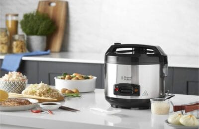 Multifunktionaler Russell Hobbs Reiskocher: Kocht und dämpft gleichzeitig, mit antihaftbeschichtetem Gartopf, spülmaschinenfest.