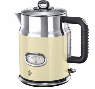Russell Hobbs Retro Wasserkocher - 55% Rabatt 4 Eleganter Russell Hobbs Wasserkocher in Retro Creme, 1,7l, tropfenfreies Ausgießen, perfekt für jede Küche.