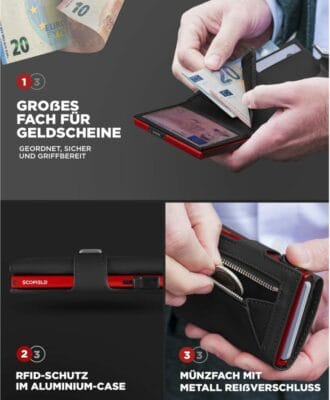 SF SCOFIELD Trinity Wallet – Schlankes Design, RFID-Schutz, Platz für 12 Karten, ideal für den Alltag.