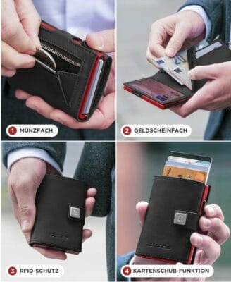 Smart Wallet mit RFID-Schutz – Hochwertig, praktisch, minimalistisches Design, zuverlässiger Datenschutz für bis zu 12 Karten.