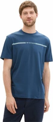 Modernes Herren-T-Shirt mit Streifen-Print und dezentem Logo für vielseitige Looks.