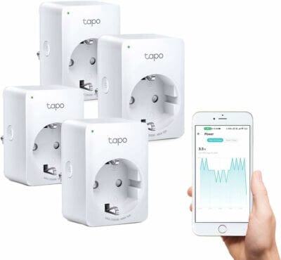 Die TP-Link Tapo Smart WLAN Steckdose mit Energieverbrauchsmesser ermöglicht eine einfache Steuerung deiner Geräte per App oder Sprachbefehl über Alexa und Google Home.