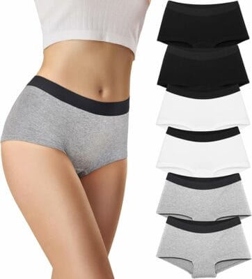 6er-Pack Hipster-Panties aus atmungsaktiver Baumwolle mit elastischem Bund.