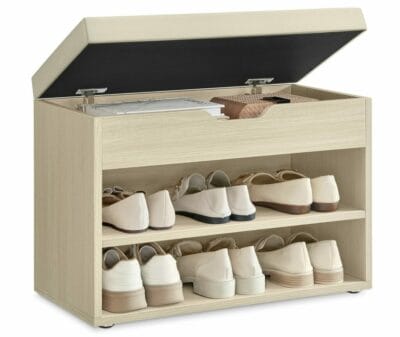 VASAGLE Schuhbank mit gepolstertem Kissen naturbeige 