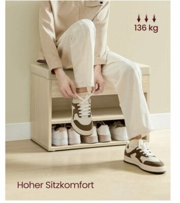 VASAGLE Schuhbank Sitzkomfort Tragkraft 136kg