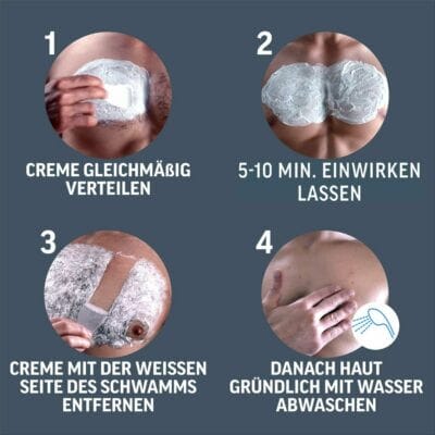 Speziell für Männer entwickelt, entfernt die Creme Haare gründlich und schont die Haut.