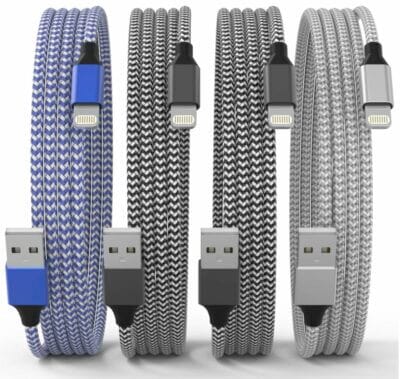 Zuverlässiges iPhone Ladekabel, 6 Fuß lang, MFi-zertifiziert, robustes Nylon, unterstützt Schnellladen.