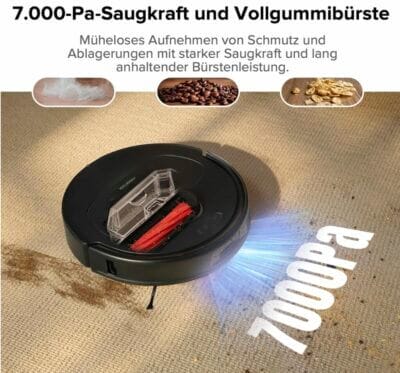 Roborock Qrevo Pro Saugroboter: 7000 Pa Saugleistung, Wischfunktion mit Heißwasser, 60°C Moppwäsche, 2-Jahres-Garantie.