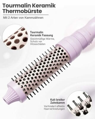 Die ionische Technologie reduziert Frizz und sorgt für geschmeidiges, glänzendes Haar.