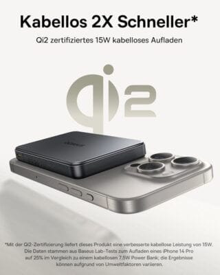 Kabellose MagSafe Power Bank mit 10.000 mAh für schnelles und sicheres Laden deines iPhones