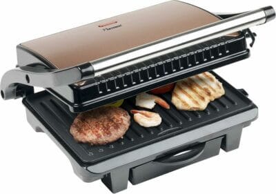 Bestron elektrischer Kontaktgrill mit Auffangschale Kupfer