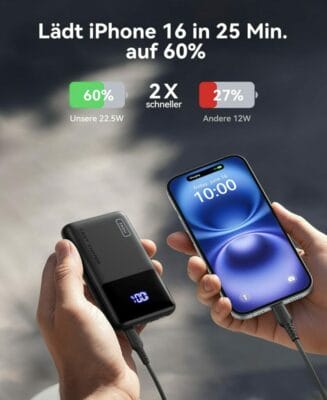 INIU Power Bank mit 10.000 mAh mit Schnellladefunktion