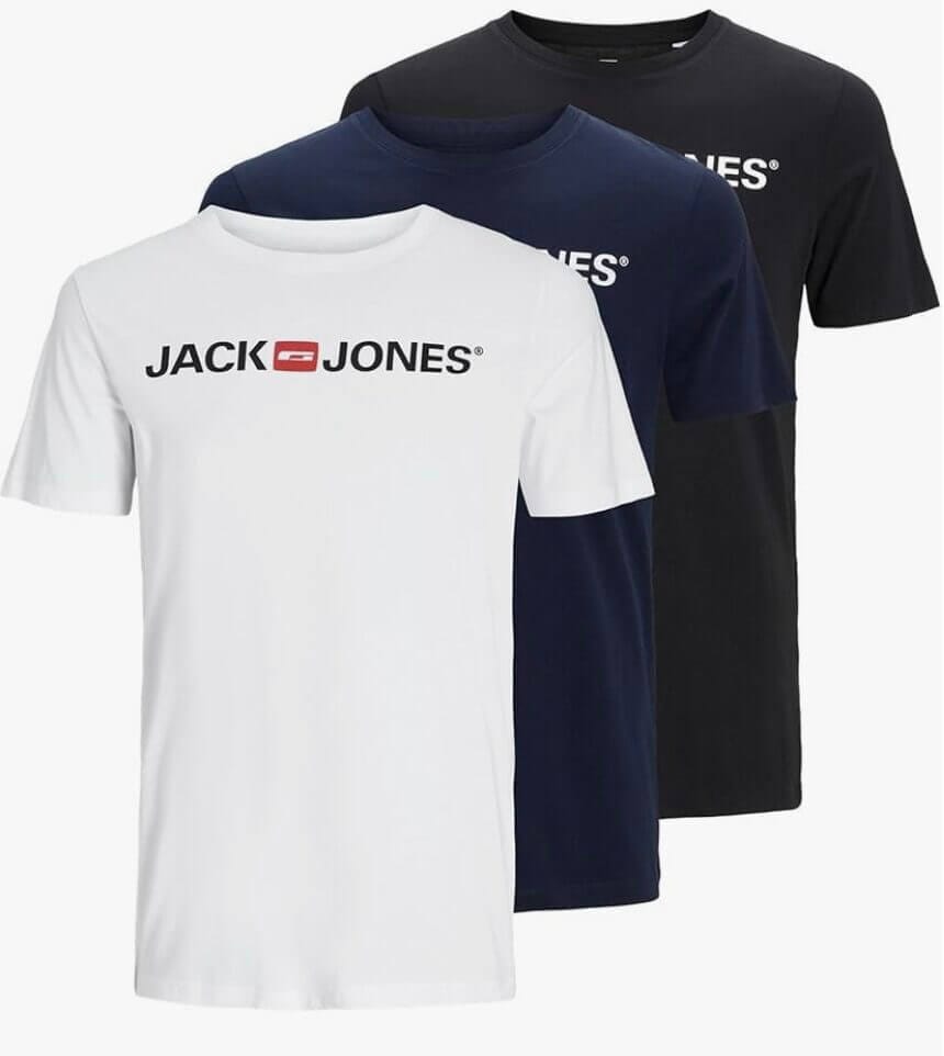 JACK & JONES Herren-T-Shirt mit Corp-Logo 3er-Pack – 31% Rabatt