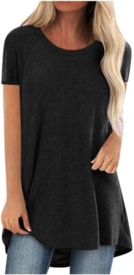 Longshirt Damen schwarz Langarmshirt 
