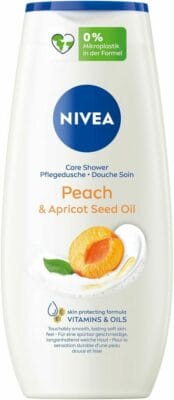 Die NIVEA Peach und Apricot Seed Oil Pflegedusche pflegt die Haut mit Aprikosenkernöl und wertvollen Vitaminen.
