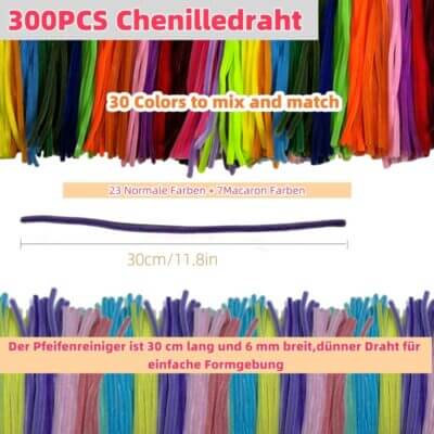Pfeifenreiniger Set 450-teilig 300 Pfeifenreiniger 150 Wackelaugen DIY 