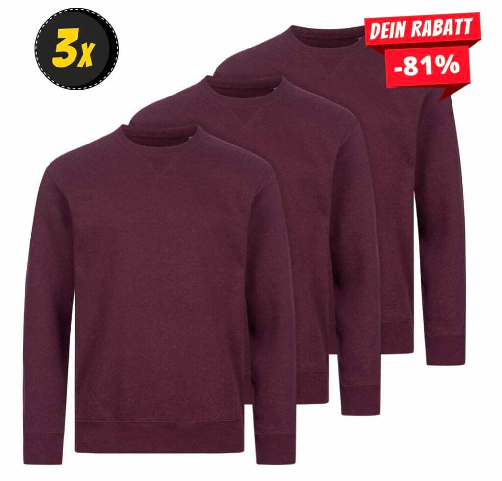 RUSSELL Authentic Melange Sweat Herren Sweatshirt 3er-Set – 81% Rabatt