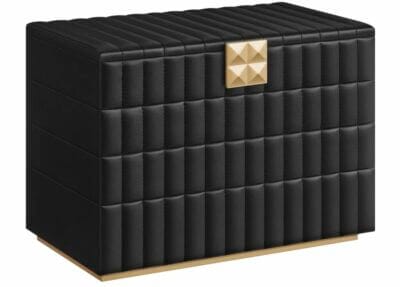 Elegantes SONGMICS Schmuckkästchen: PU-Leder, Nähte, 4 Ebenen, Spiegel – perfektes Weihnachtsgeschenk.