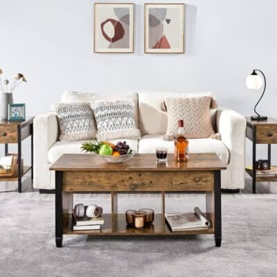 Yaheetech Couchtisch hoehenverstellbar b