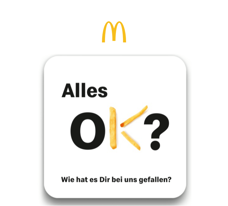 McDonalds Feedback: Sichere Dir Kaffee, Softgetränke, Eis oder Pommes für unschlagbare 0,50 €