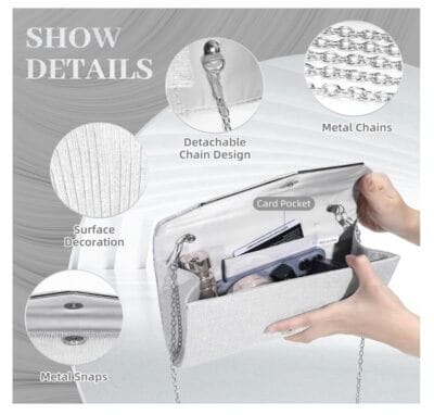 BAICLES Abendtasche Damen Clutch Produktmaße