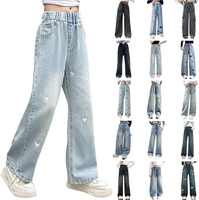 Baggy Jeans Mädchen Weites Bein Schlaghose – 50% Rabatt