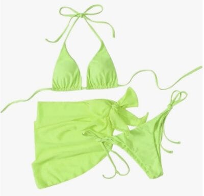 Damen Bikini Set 3-teilig neongrün