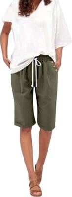 Luftige Sommerhose aus Leinen mit lockerer Passform und hohem Bund.
