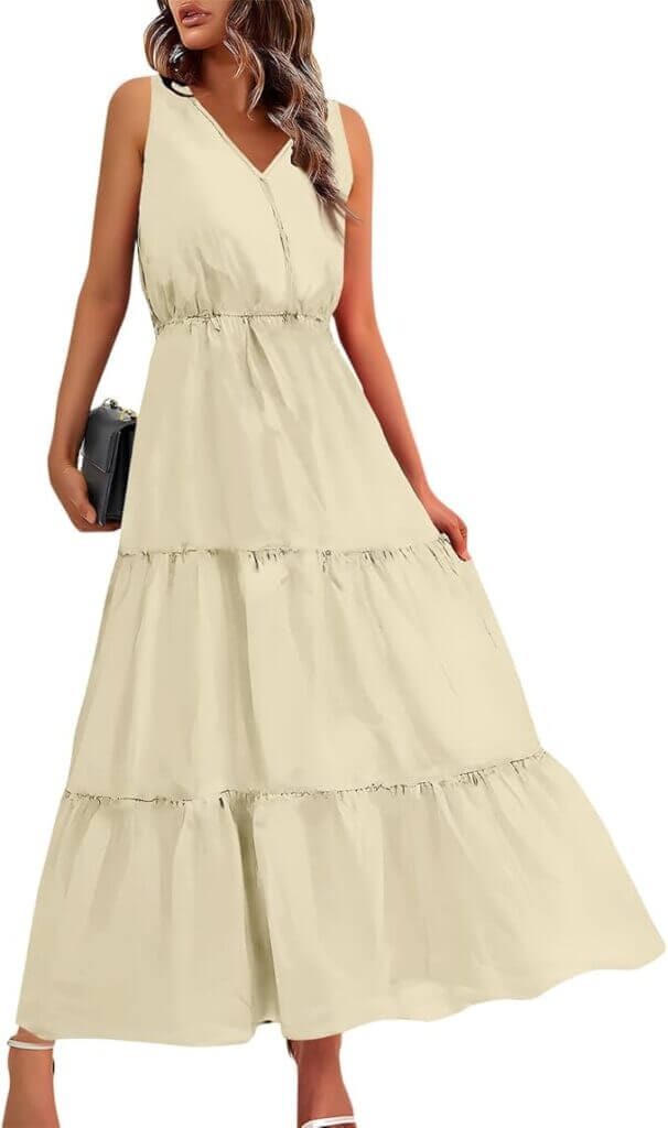 Damen-Sommerkleid Lang Leicht Und Luftig Hohe Taille A-Linie – 20% Rabatt