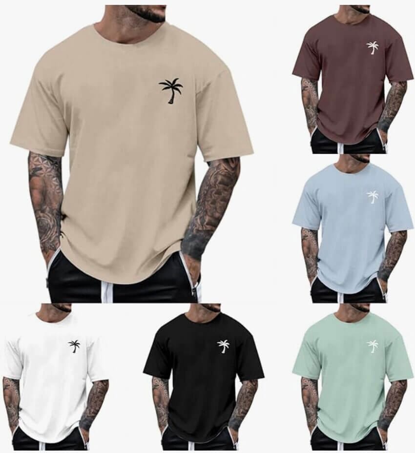 Herren-T-Shirt mit Kokospalmen-Druck – nur 4,99 €