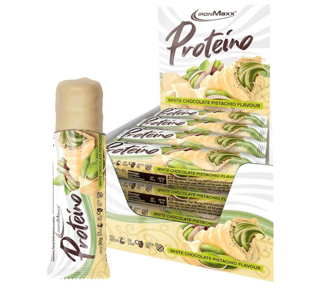 IronMaxx Proteino Proteinriegel White Chocolate Pistachio (12 Riegel) – 46% Rabatt