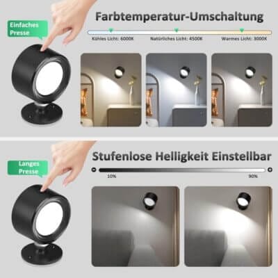 360° drehbarer Kopf für gezielte Lichtausrichtung.