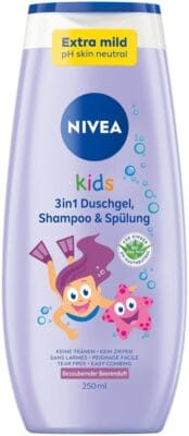 Seifenfreie Rezeptur mit fruchtigem Beerenduft für mehr Spaß beim Duschen mit dem NIVEA KIDS 3 in 1 Duschgel
