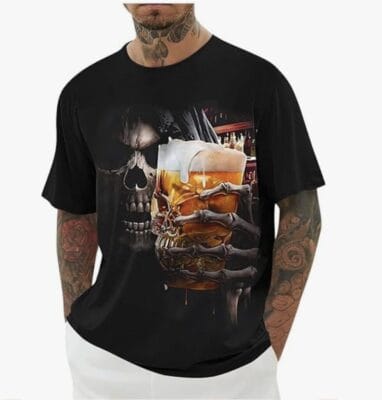 Tshirt Herren Oversize T-Shirt mit Totenkopf Print 