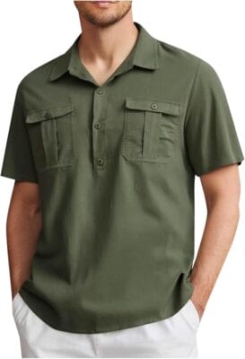 Herren Kurzarm T-Shirt mit Knopfleiste