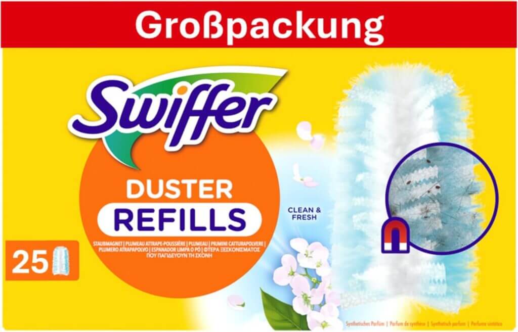 Großpackung Swiffer Staubmagnet 5×5 Nachfülltücher – 20% Rabatt