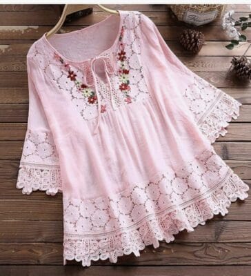Damen Musselin Bluse bestickt