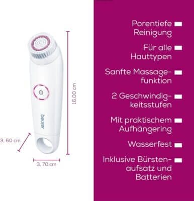 Beurer FC 45 Gesichtsbürste: Tiefenreinigung für weichere Haut, wasserfest, 2-stufige Rotation, für jeden Hauttyp.