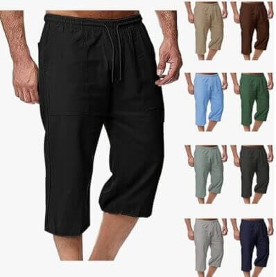 Herren 3/4-Hose aus Baumwoll-Leinen-Mischgewebe