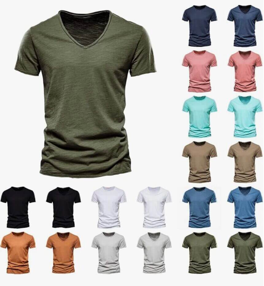 Herren T-Shirt mit V-Ausschnitt – 50% Rabatt