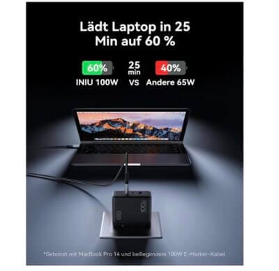 INIU 100W USB C Schnellladegerät Kapazität 
