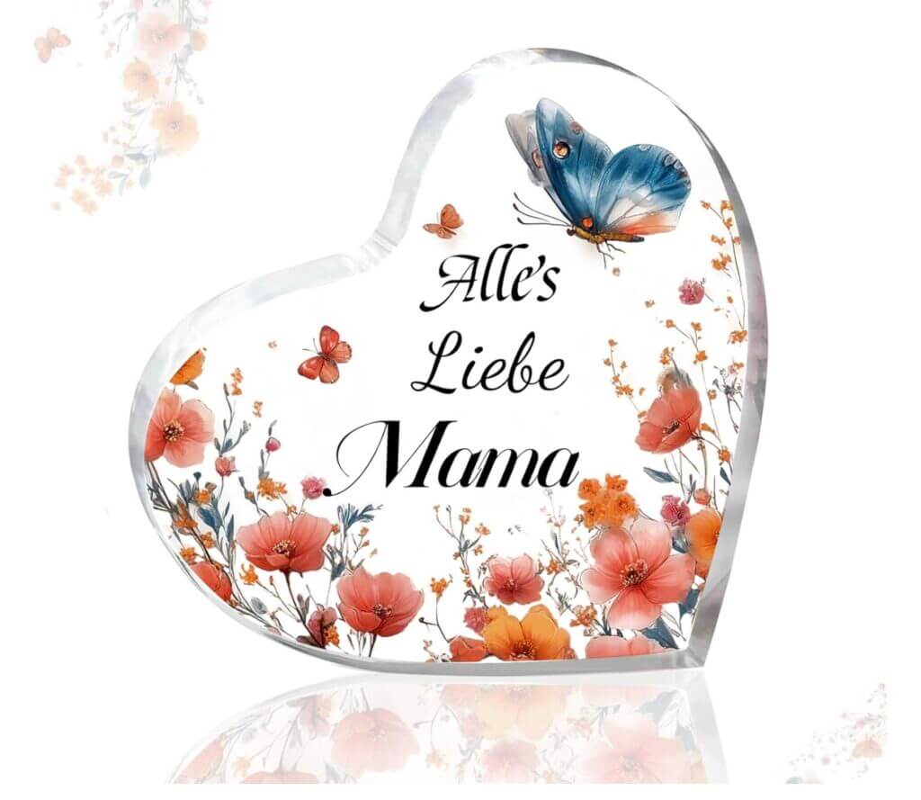 Muttertagsgeschenk Acrylherz mit Schrift – 83% Rabatt