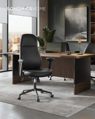 Höhenverstellbar und ideal für lange Arbeitstage am Schreibtisch.
