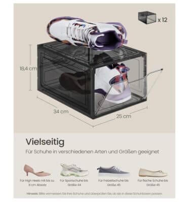 SONGMICS Schuhboxen Maße