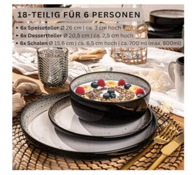 SÄNGER Sansibar Steingut Geschirr Set 18 teilig 