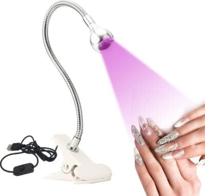 Flexible LED-Nagellampe mit Schwanenhals und Sicherungsclip für präzises Arbeiten.
