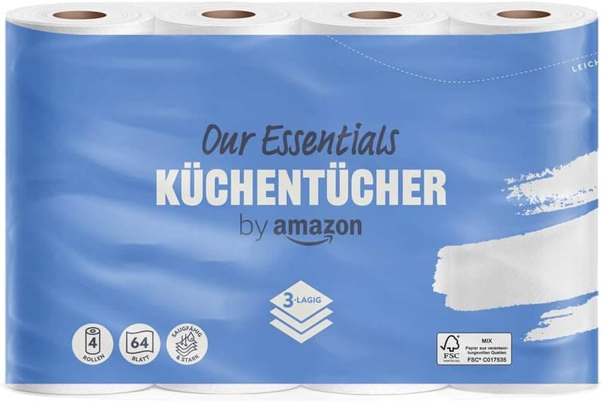 Sparangebot 4er Pack by amazon Küchenrolle – jetzt schnell sein – 3,08 €