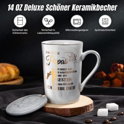 Tasse mit 400ml Volumen und liebevollem Vatertagsmotiv.
