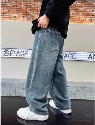 Coole Baggy-Jeans mit weitem Bein und elastischem Bund